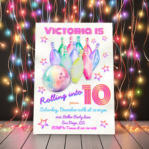 Rosa Bowling-Födelsedagsfesten, gikt Inbjudningar