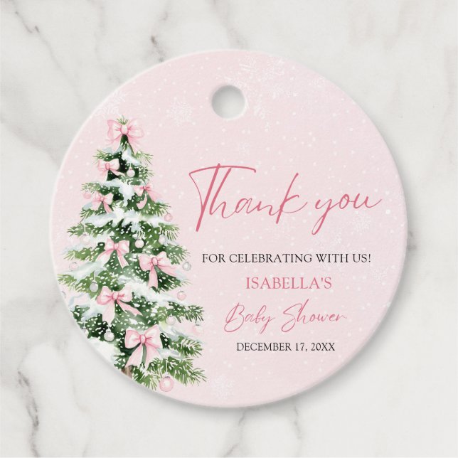 Rosa Bows Baby Det är Kall utanför babyskabusen Gåvor Etiketter (Framsida)