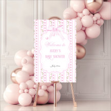  Rosa Bows Blommigt Elegant Girl Baby Shower