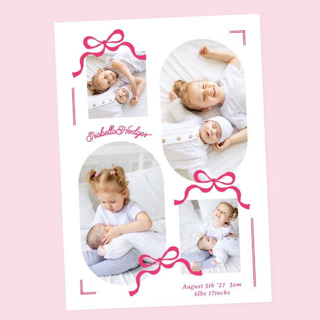 rosa bows collage 4 foton från foto-baby meddelande (Skapare uppladdad)