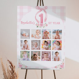 Rosa Bows Coquette 1st Birthday Milestone Sign Poster