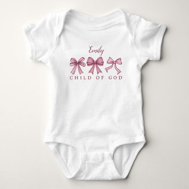 Rosa Bows Coquette Baby Shower Namn T Shirt (Framsida)