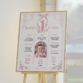 Rosa Bows Coquette Birthday Milestone Sign Poster