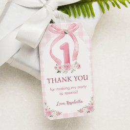 Rosa Bows Coquette Birthday Tack Märkre Presentetikett