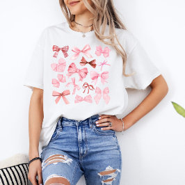 Rosa Bows Coquette y2k Preppy-estesiskt T Shirt