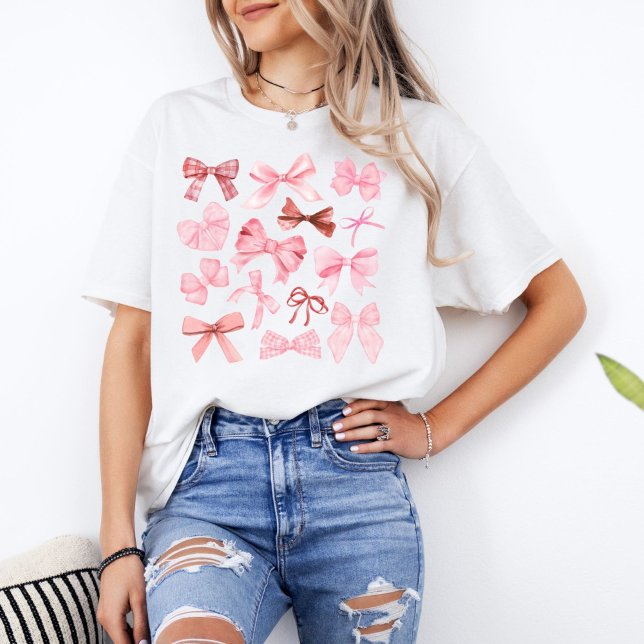 Rosa Bows Coquette y2k Preppy-estesiskt T Shirt (Skapare uppladdad)