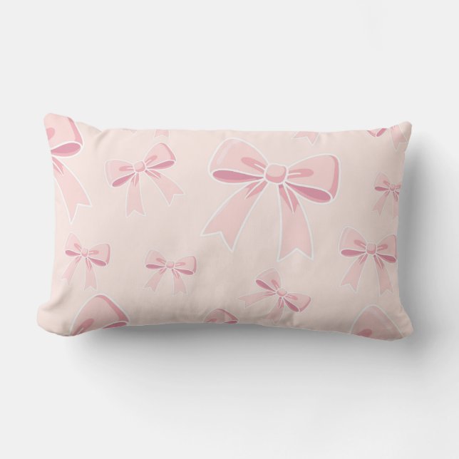 Rosa Bows Cute Coquette Cottage Chic Lumbarkudde (Framsida)