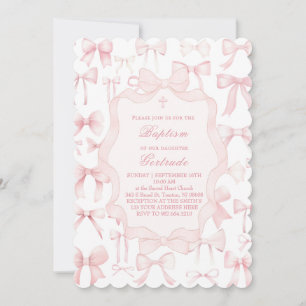 rosa bows design Baptism-inbjudan Inbjudningar
