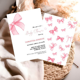 Rosa Bows Flicka Baby Shower Inbjudningar
