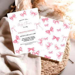 Rosa Bows Flicka Baby Shower Inbjudningar