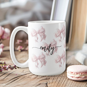 Rosa Bows Girly Girl med Namn Kaffemugg