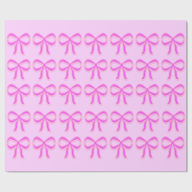 Rosa Bows Glossy Wrapping Papper Presentpapper (Platt)