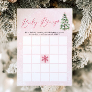 Rosa Bows jul Baby Bingo Baby Shower Game Inbjudningar