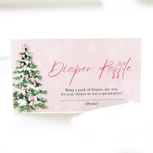 Rosa Bows Julgran Diaper Raffle Baby Shower Tilläggskort (Pink Bows Christmas Tree Diaper Raffle Baby Shower Game)