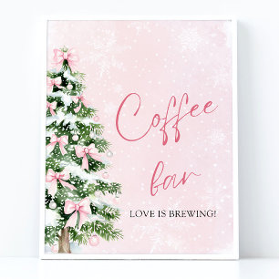 Rosa Bows Julgran Snowflake Coffee Pub Poster