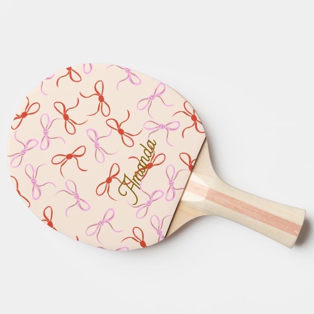 Rosa Bows - Preppy Red and Rosa Coquette Aesthetic Pingisracket (Baksidan )