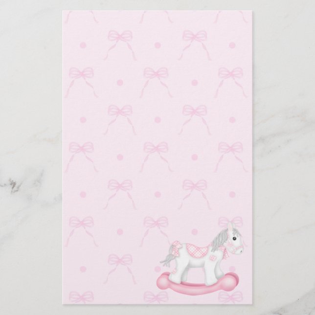 Rosa Bows & Rocking Horse Stationery Brevpapper (Framsida)
