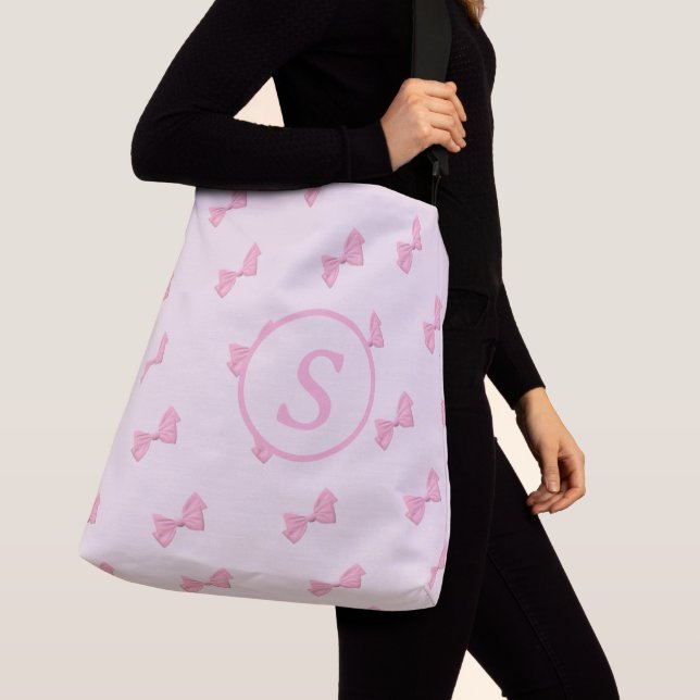 Rosa Bows Thated Monogrammed Diaper Bag Axelväska (Närbild)