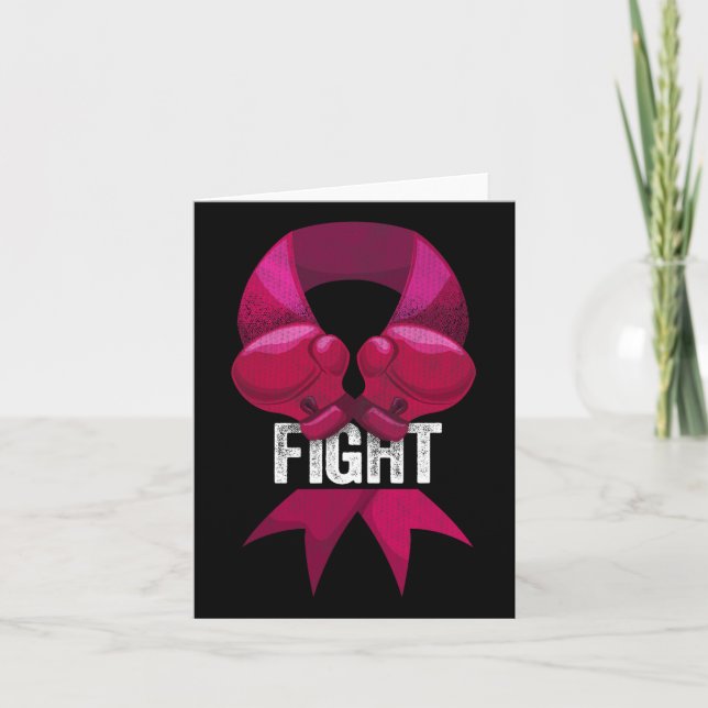 Rosa Boxing Glove Fighter Awareness Breast Cancer Kort (Framsida)