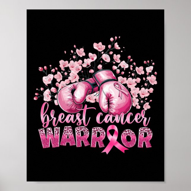 Rosa Boxing Glove Warrior för bröstcancer Poster (Framsidan)