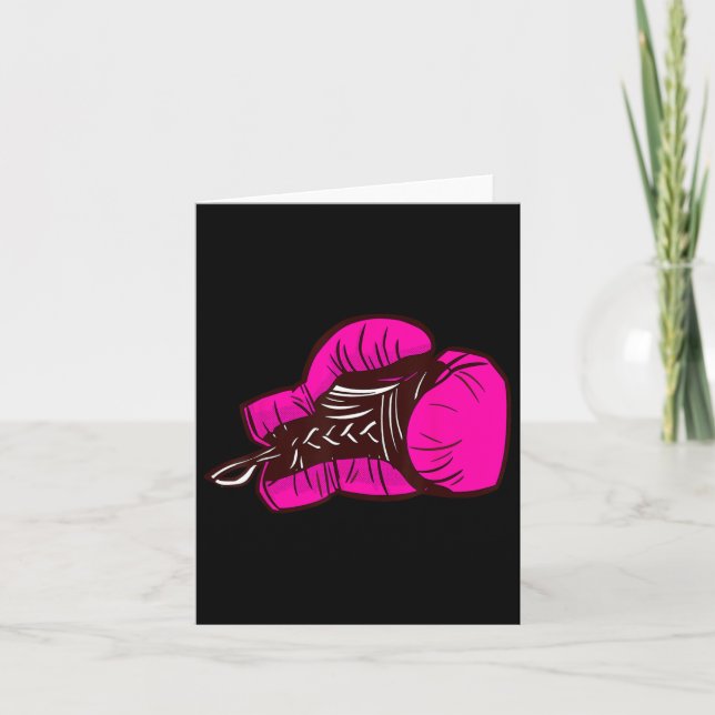 Rosa Boxing-handskar I Boxing Girl Kort (Framsida)