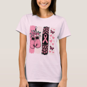 Rosa Boxing Handskar och leopard Skriv ut bröstcan T Shirt