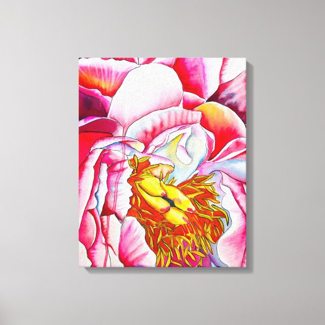 Rosa bra av vattenfärgen Peony Canvastryck (Framsida)
