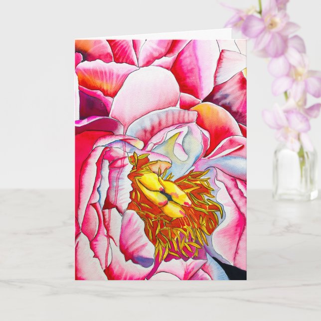 Rosa bra av vattenfärgen Peony Kort (Orkide)