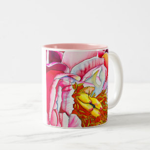 Rosa bra av vattenfärgen Peony Två-Tonad Mugg