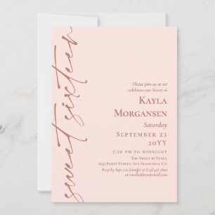  Rosa & Brass Calligraphy Sweet 16 Inbjudningar