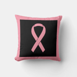 Rosa Breast Cancer Awareness Ribbon Black Kudde