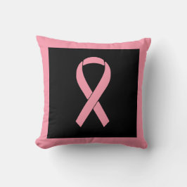 Rosa Breast Cancer Awareness Ribbon Black Kudde