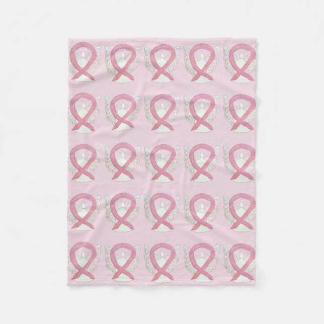 Rosa Breast Cancer Awareness Ribbon Fleece Blanket (Framsidan)