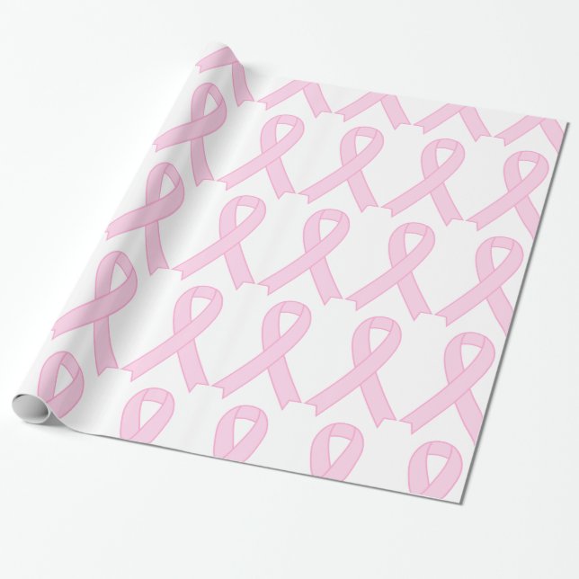 Rosa Breast Cancer Awareness Ribbon Presentpapper (Utrullad)
