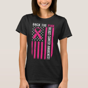 Rosa Breast Cancer Awareness USA flagga Rosa Rib T Shirt