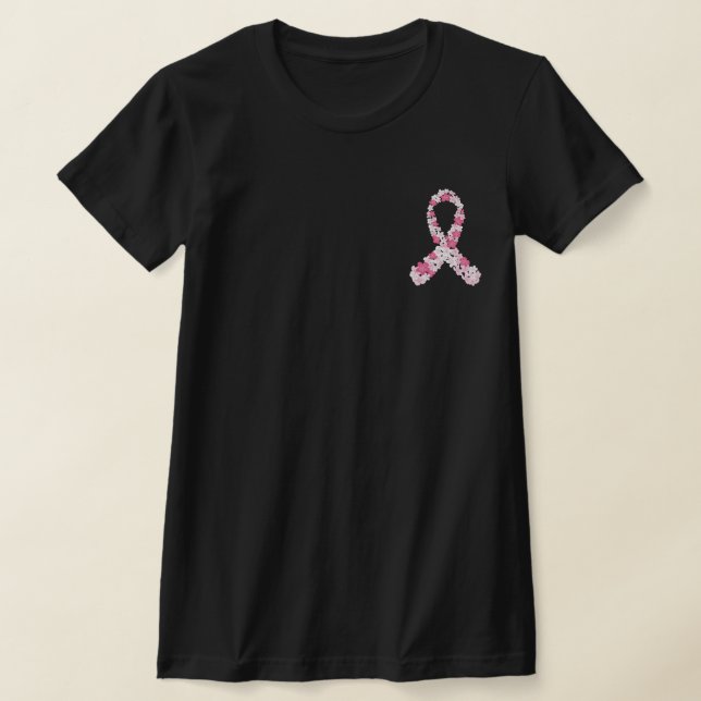 Rosa Breast Cancer Flower Ribbon Anpassade T Shirt (Laydown)