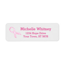 Rosa Breast Cancer Ribbon Returadress Etikett
