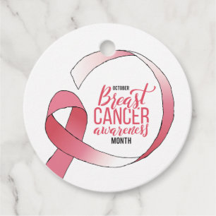 Rosa Breast Cancer Ribbon Teckning BCA Månad Gåvor Etiketter