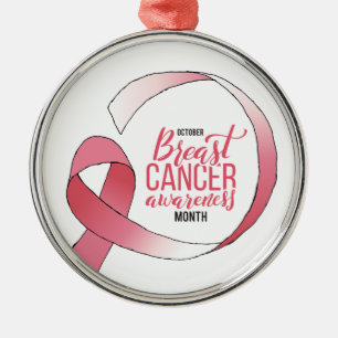 Rosa Breast Cancer Ribbon Teckning BCA Månad Julgransprydnad Metall