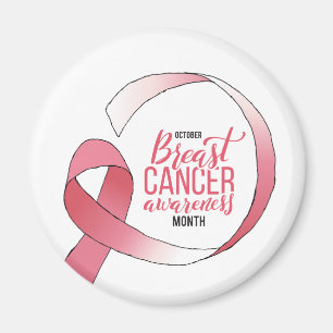 Rosa Breast Cancer Ribbon Teckning BCA Månad Magnet