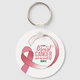 Rosa Breast Cancer Ribbon Teckning BCA Månad Nyckelring