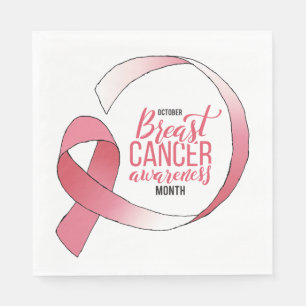 Rosa Breast Cancer Ribbon Teckning BCA Månad Pappersservett