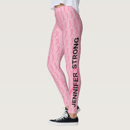 Rosa Breast Cancer Springa Dubblan Ditt namn Leggings