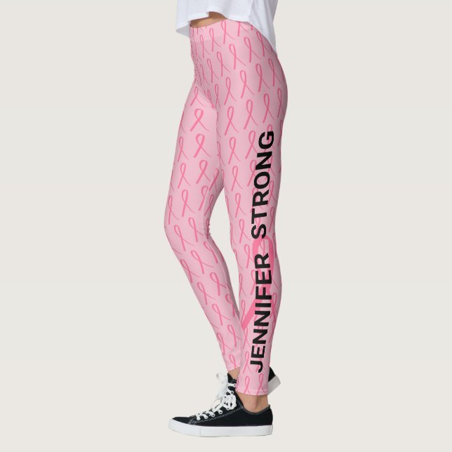 Rosa Breast Cancer Springa Dubblan Ditt namn Leggings (Vänster)