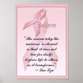 Rosa Breast Cancer Tro Poster Lao Tzu-citat