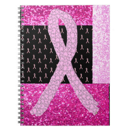 Rosa Breast Cancer - Upplysning om menyfliksområde Anteckningsbok Med Spiral