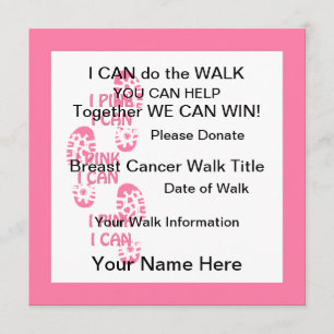 Rosa Breast Cancer Walker I Rosa jag kan Inbjudan