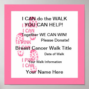 Rosa Breast Cancer Walker Rosa jag kan Poster