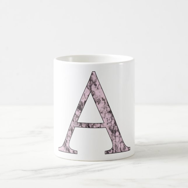 Rosa Brev A, första Marble Alpha-symbolen i monogr Kaffemugg (Center)