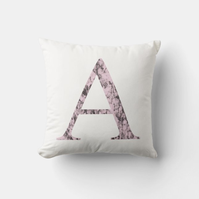 Rosa Brev A, första Marble Alpha-symbolen i monogr Kudde (Framsida)